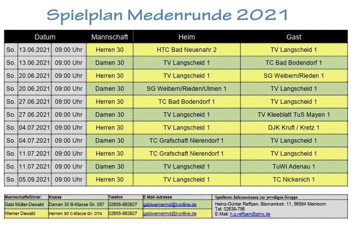 Spielplan Medenrunde 2021 klein